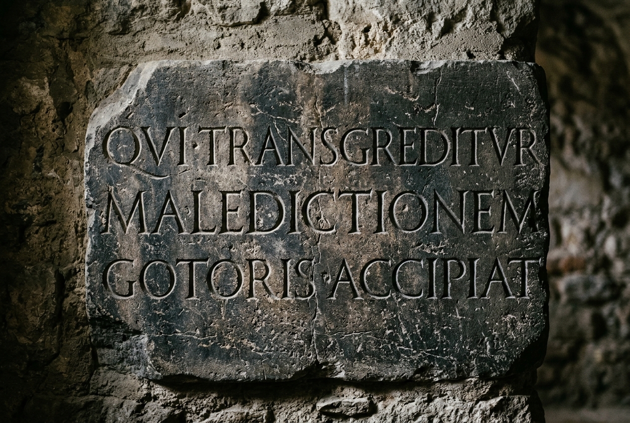 Inscripción lapidaria latina en piedra caliza antigua